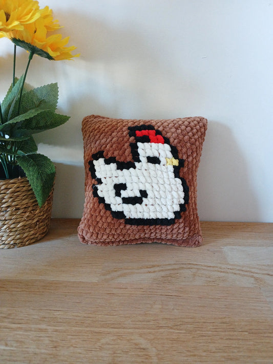Coussin Décoratif Doux en Laine Chenille – Motif Poule Brodé à la Main