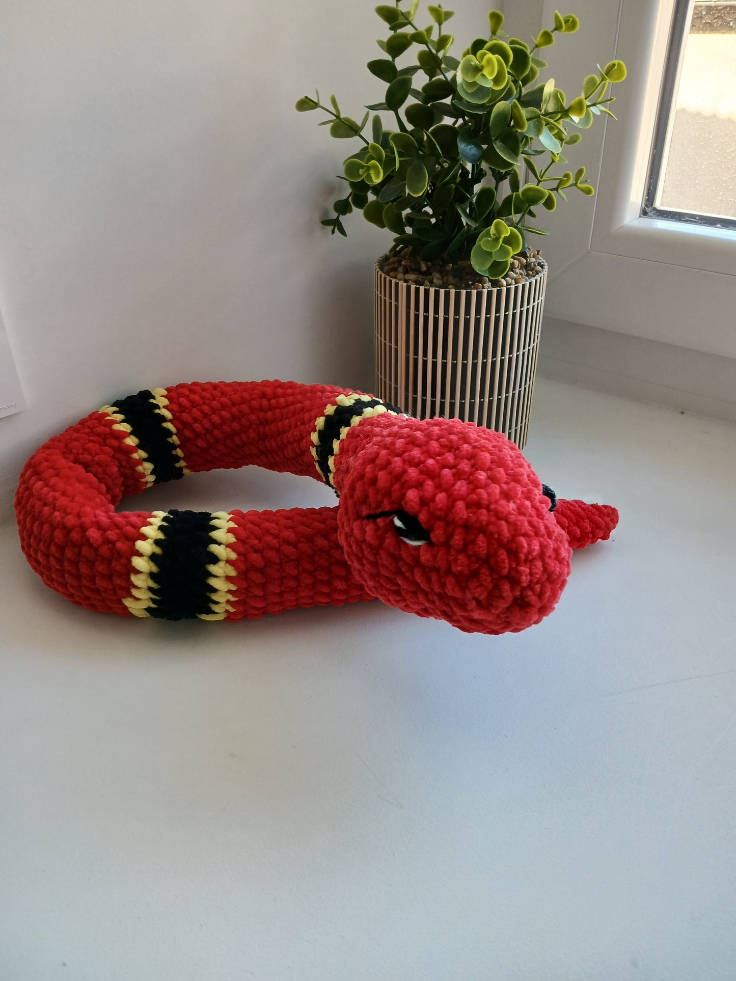 Peluche Serpent Rouge au Crochet