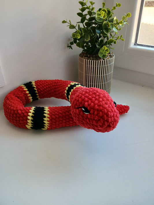 Peluche Serpent Rouge au Crochet